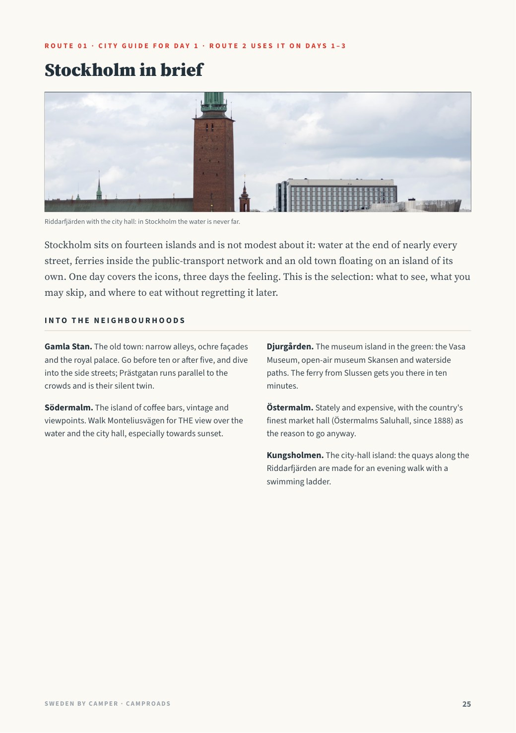First page of the Stockholm city guide