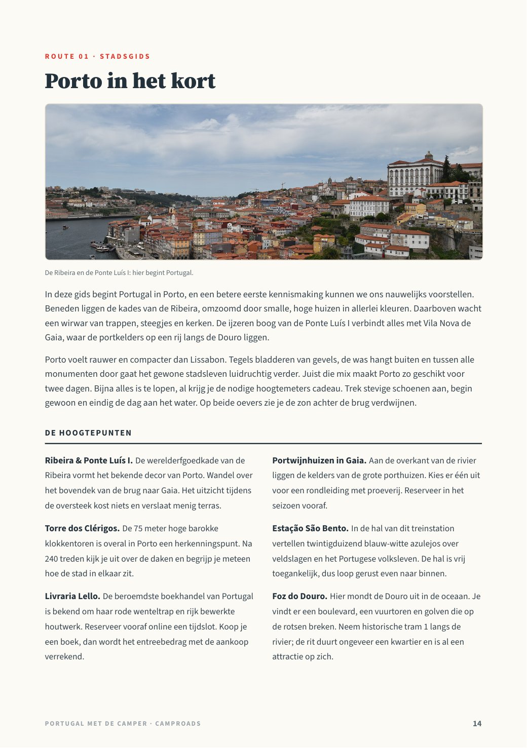 Eerste pagina van de stadsgids Porto