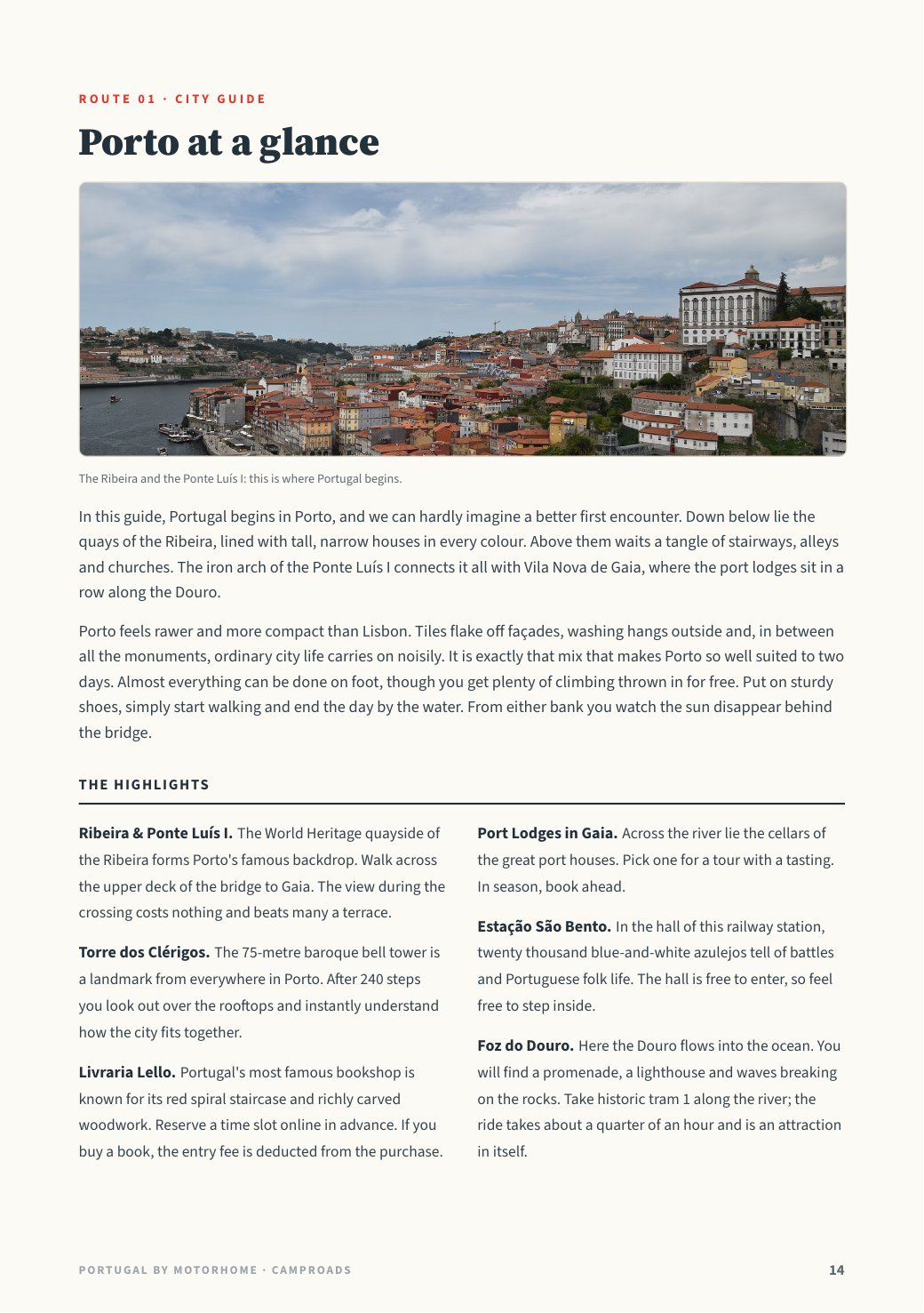 First page of the Porto city guide