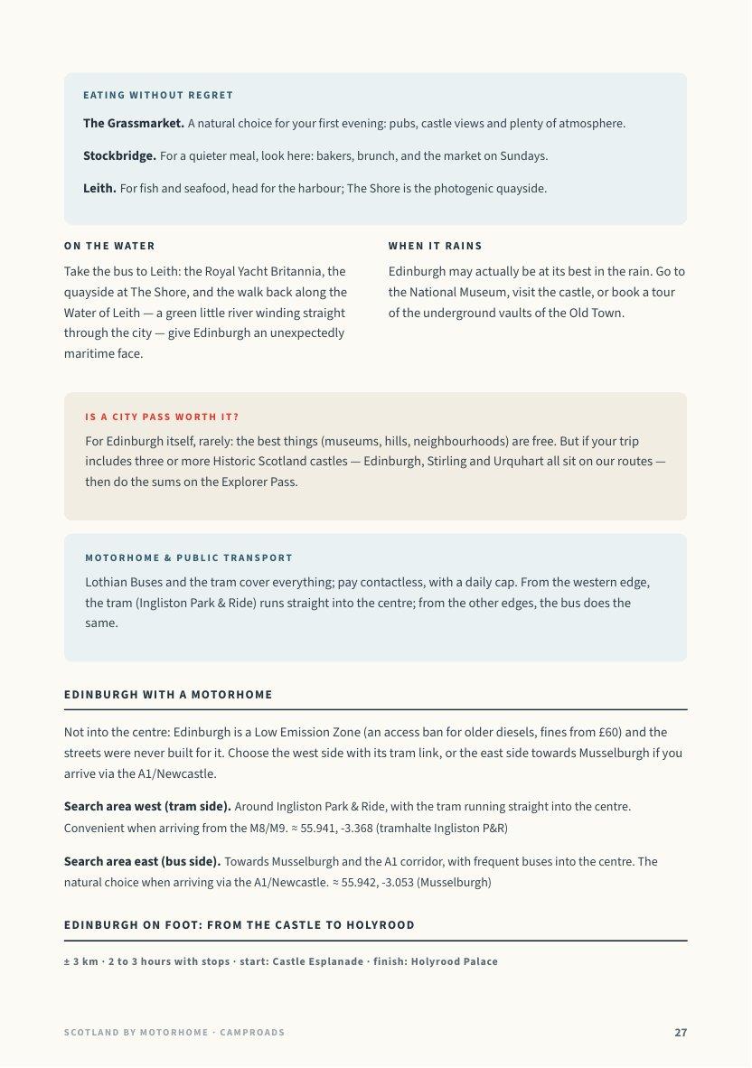 Edinburgh page with what not to miss and where to eat