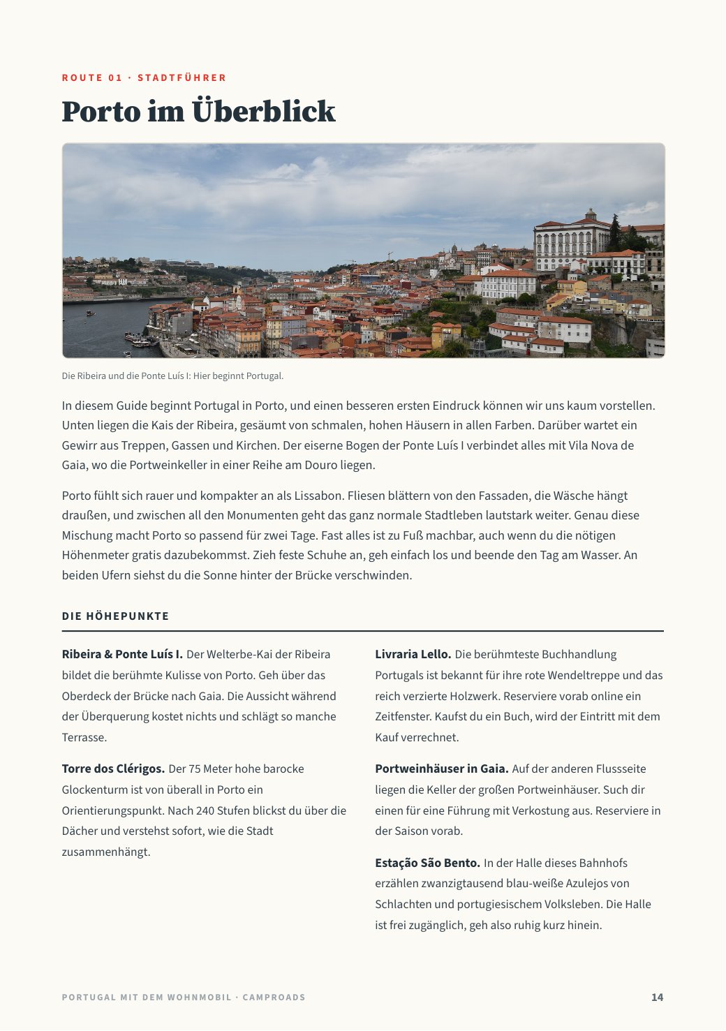 Erste Seite des Stadtführers Porto