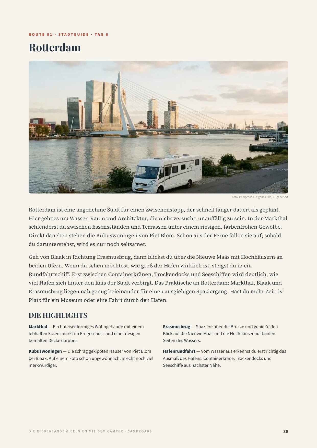 Stadtführer-Seite Rotterdam aus dem Reiseführer Niederlande & Belgien mit Foto und Highlights