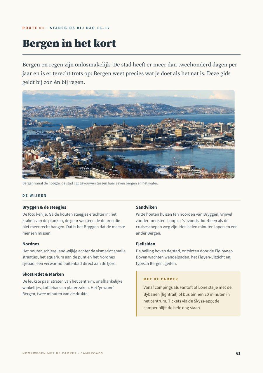 Eerste pagina van de stadsgids Bergen: wijken en oriëntatie