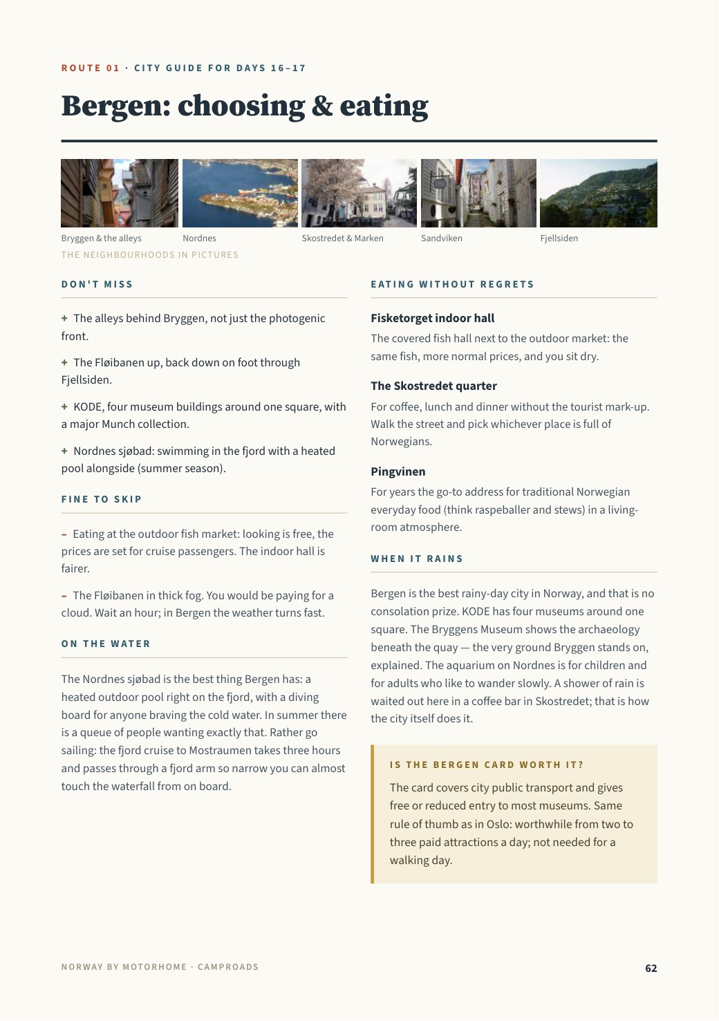 Bergen page on choosing and eating: what not to miss, what you can skip, and with the camper