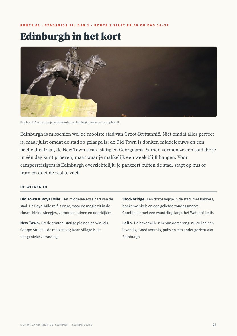 Eerste pagina van de stadsgids Edinburgh
