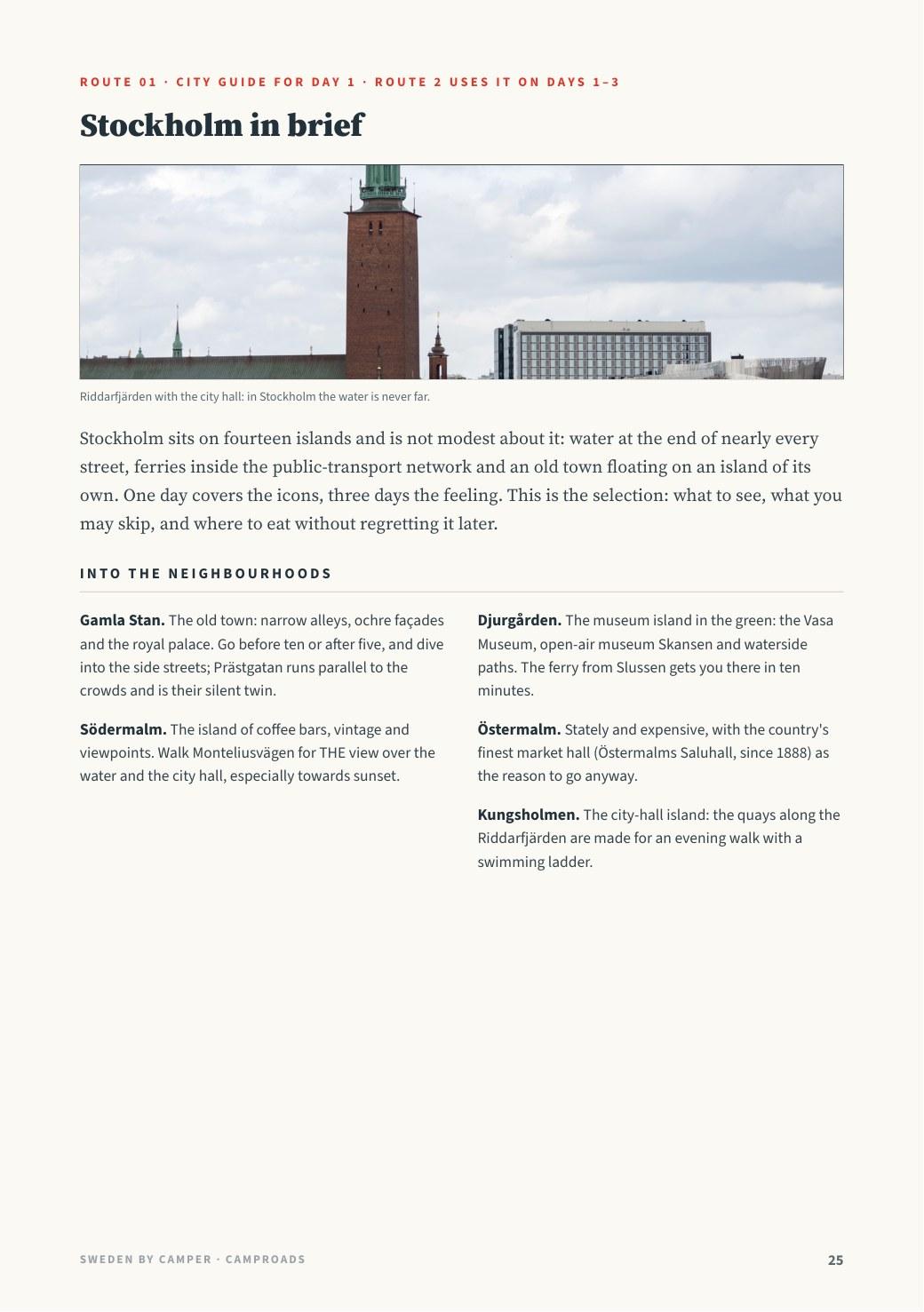 First page of the Stockholm city guide
