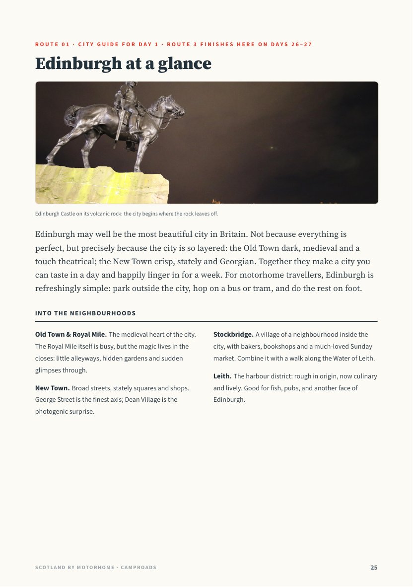 First page of the Edinburgh city guide